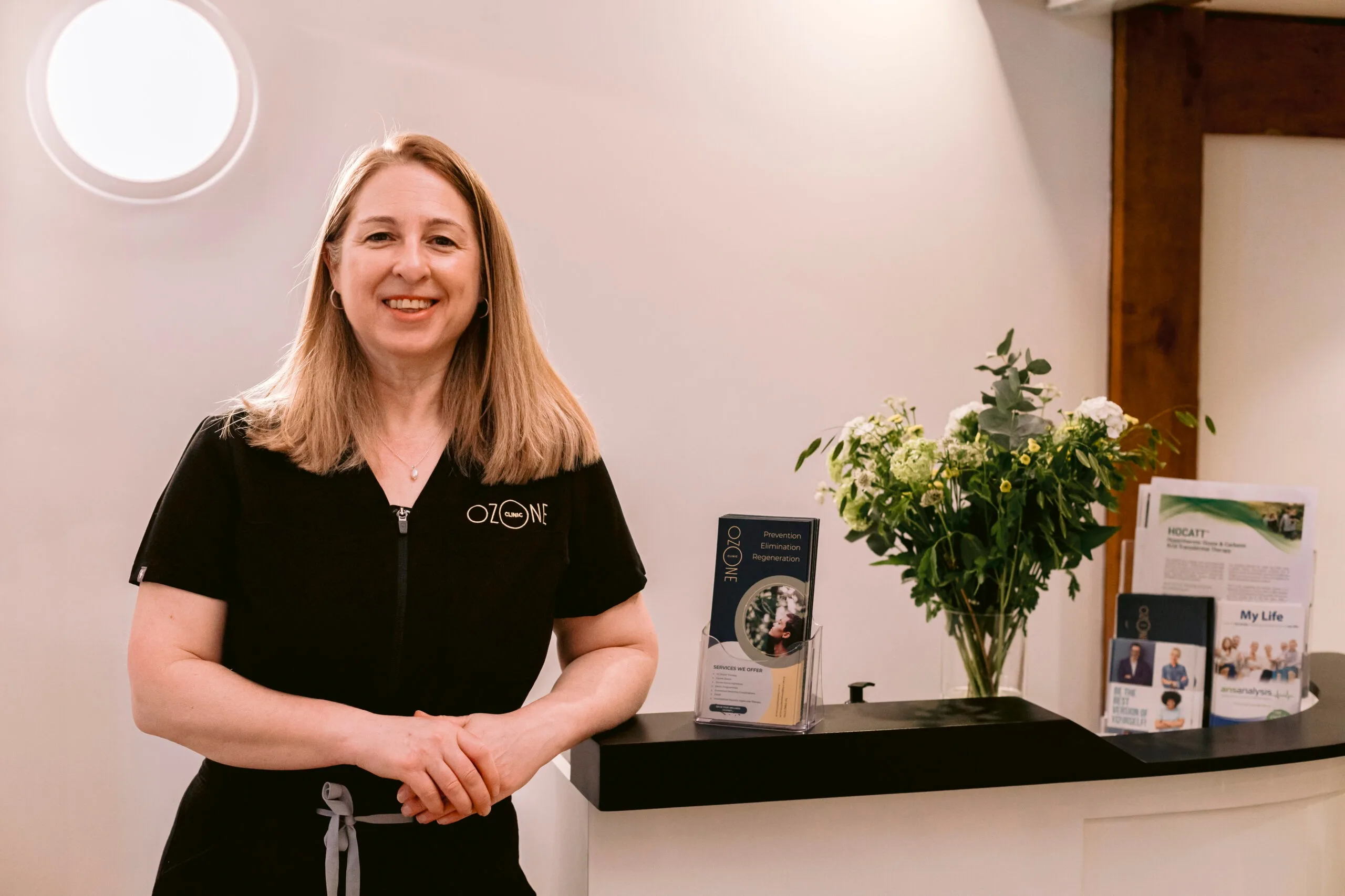 Laura Dinham at the reception of The Ozone Clinic