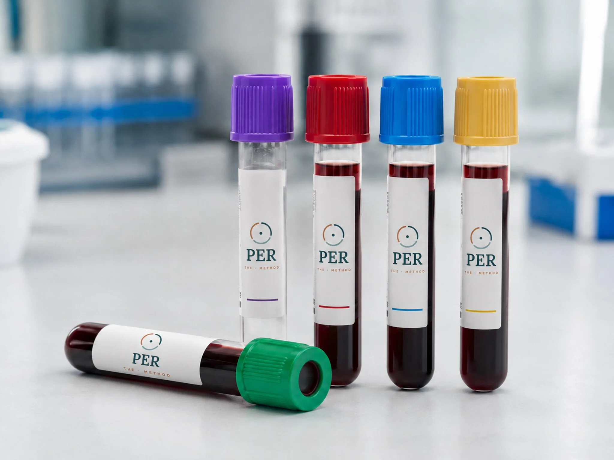 PER Method branded blood collection tubes in a laboratory